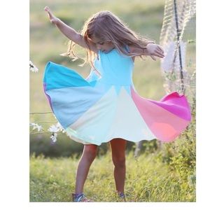 S 20” Lemon Loves Lime Rainbow Full Skirt Sundress 100% Cotton